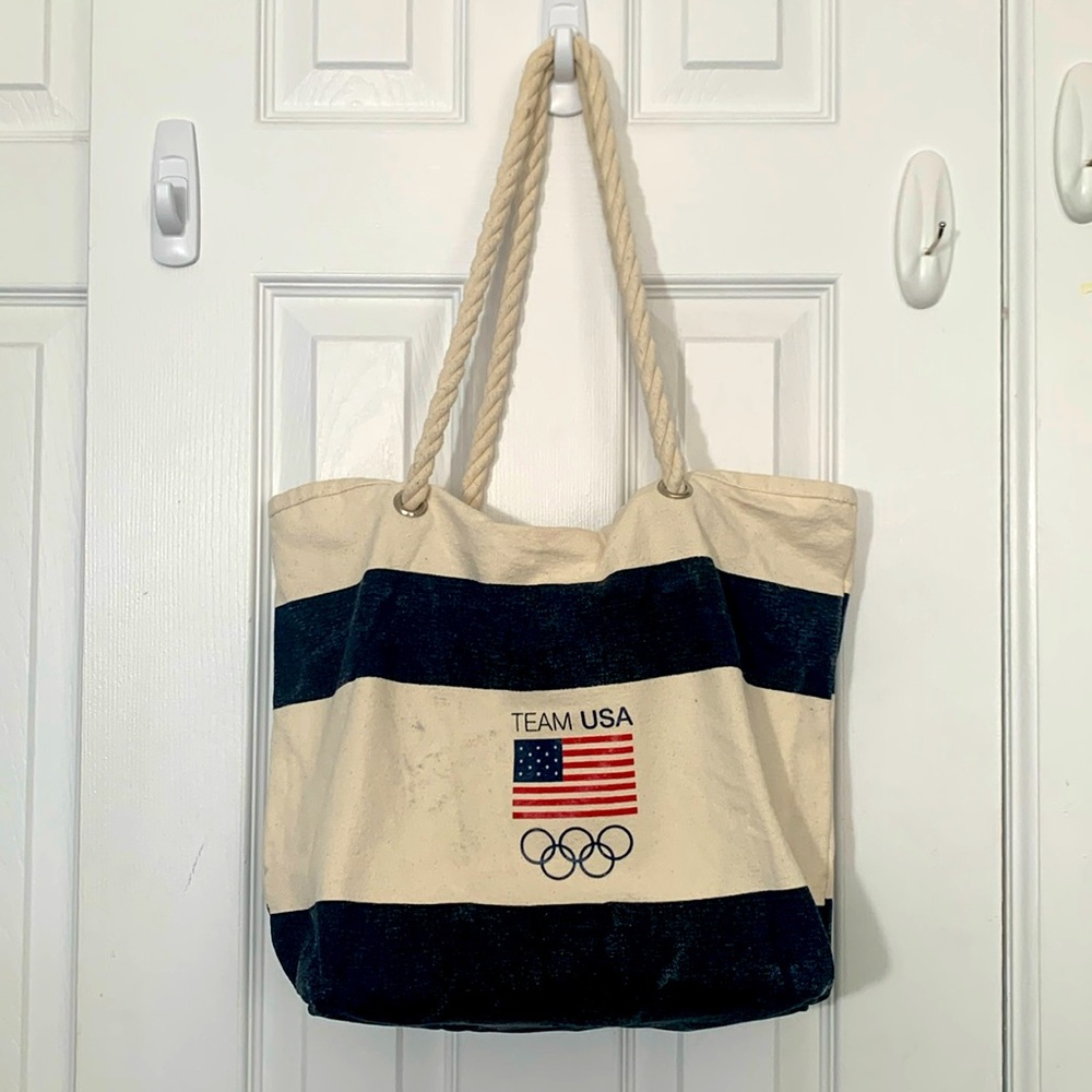 TEAM USA canvas tote bag with braided handles